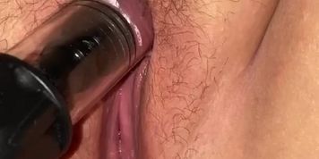 Playing with my BBW girlfriend&rsquo;s wet pussy (butt plug, clit pump, dildo) 