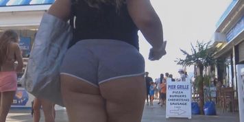 big fat ass girl grey shorts