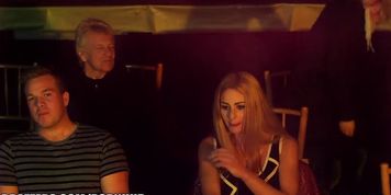 Failed Magician fucks his new busty blonde assistant on stage