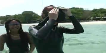 Hot german babes in rubber diving suits