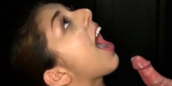 Amateur Latina Swallows cocks in gloryhole