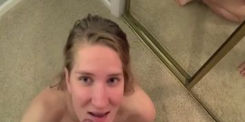 DEEP throat blowjob! Ruined orgasm! Young SLUT gets fucked and FACIAL! 