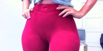 cameltoe leggings red claudiahotpants 720p