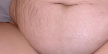 Cumming on BBW cute belly