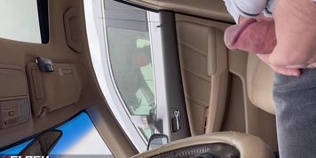 car flashing a granny, she does a double take