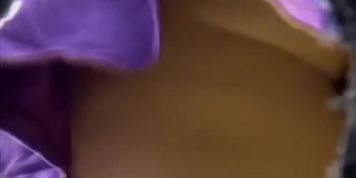 Woman wearing crotchless panties