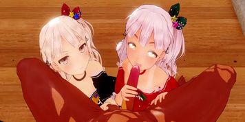 MMD GETTING A BLOWJOB BY TO TWO CUTE SHORT GIRL (Submitted by Great Gatsby)
