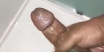 Stroking my big black dick while gf sleep in room