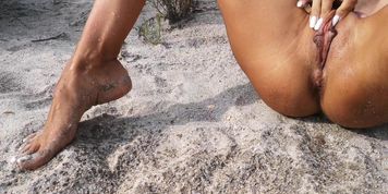 Petite French Nudist Teen Peeing And Masturbating On A Public Beach