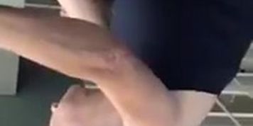 Milf boobs on bike in gym