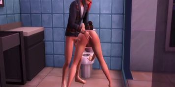 After Partying All Night Older Gent Gets The Thick Latina Beauty In The Bathroom (Animated Sims 4)