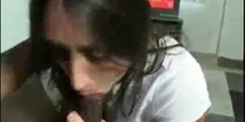Latina with a fat ass sucking black cock