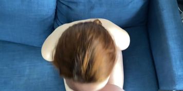 Deep amateur blowjob with cum in mouth, POV