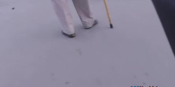 Upskirt footage of sheer panty of a flabby-ass chick