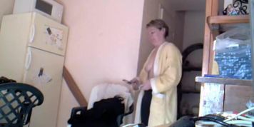 Sweet Christelle with the naked tits on home voyeur cam