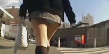 These skirt cannot be any shorter upskirt voyeur video