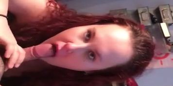Redhead BBW deepthroats tinder date