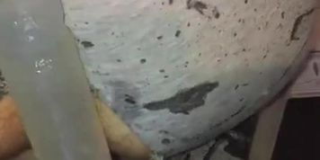 Gay teen boy take huge dildo with gaping and fart
