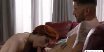 Redhead TS loves anal doggystyle position