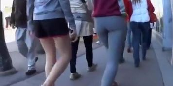 Teen in gray sports leggings