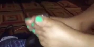 BBC footjob cum