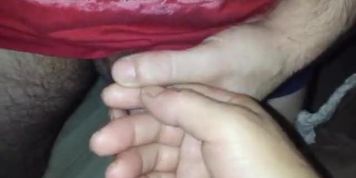 Sleeping mother jerking son