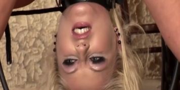 Lesbian restrained and gagged before teasing BDSM spanking