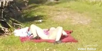 Blindfolded Horny Wife Caught Cumming With Toy In Public 
