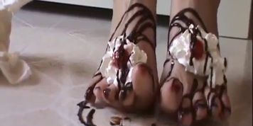 Banana Split Sundae_ crush in nylons (barefoot treat included)