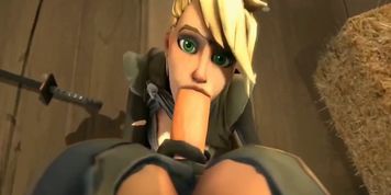 Sarah sucks futa Calamity 