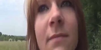 Roughly fisting her ruined teen pussy in a forest