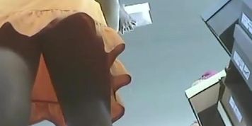 long legged in a shoe shop upskirt bending over trying shoes
