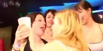 Chicks getting fucked on camera at CFNM stripper party