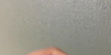 I went to bathroom at hotel to mastrubate my pink uncircumcised cock