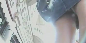 Sexy white panties exposed in open leg upskirt video