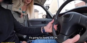 American Blonde In Fake Taxi: Boobs Out, Doggystyle, & Facial Cumshot