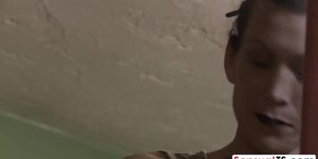 Big dick lady boy Linda got back from army life shared sensual missionary with milf