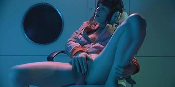 Acorn Copper wears Beyer DT100 headphones while she masturbates