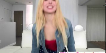Ash blonde teen babe Tyler getting fucked from behind by huge cock