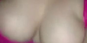 Girl with big boobs fucks self and sucks it off