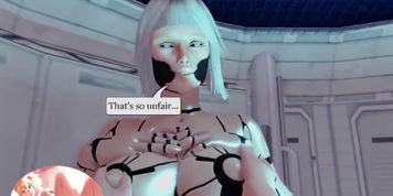 Machine girl gets fucked by a horny man in the space