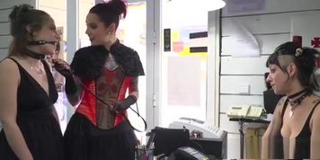 Butt plugged slave banged in public