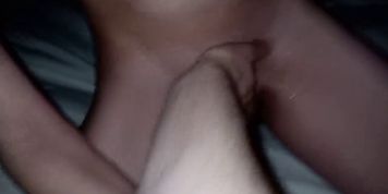 Taking a big dildo and fist together.