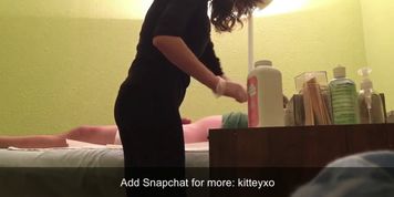 Young man accidently cums while getting waxed at salon