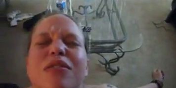 Dirty talking trailer trash chick takes a facial - video 2