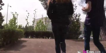 We find skinny a girl in campus and convince her to screw a long dick porn