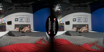 Solo redhead, Adel is using a brand new sex toy, in VR