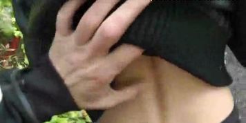 PUBLIC SEX ADVENTURES - Brunette in funny panties blows cock outdoors