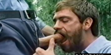 DICKBANK - Al Parker And Duff Paxton Swap Dicks With Guard Jack Wrangler