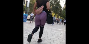 Candid hot brunette perfect booty in purple spandex